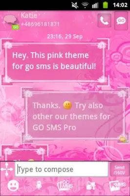 GO SMS Pro Theme Pink Flowers android App screenshot 2