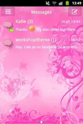 GO SMS Pro Theme Pink Flowers android App screenshot 3